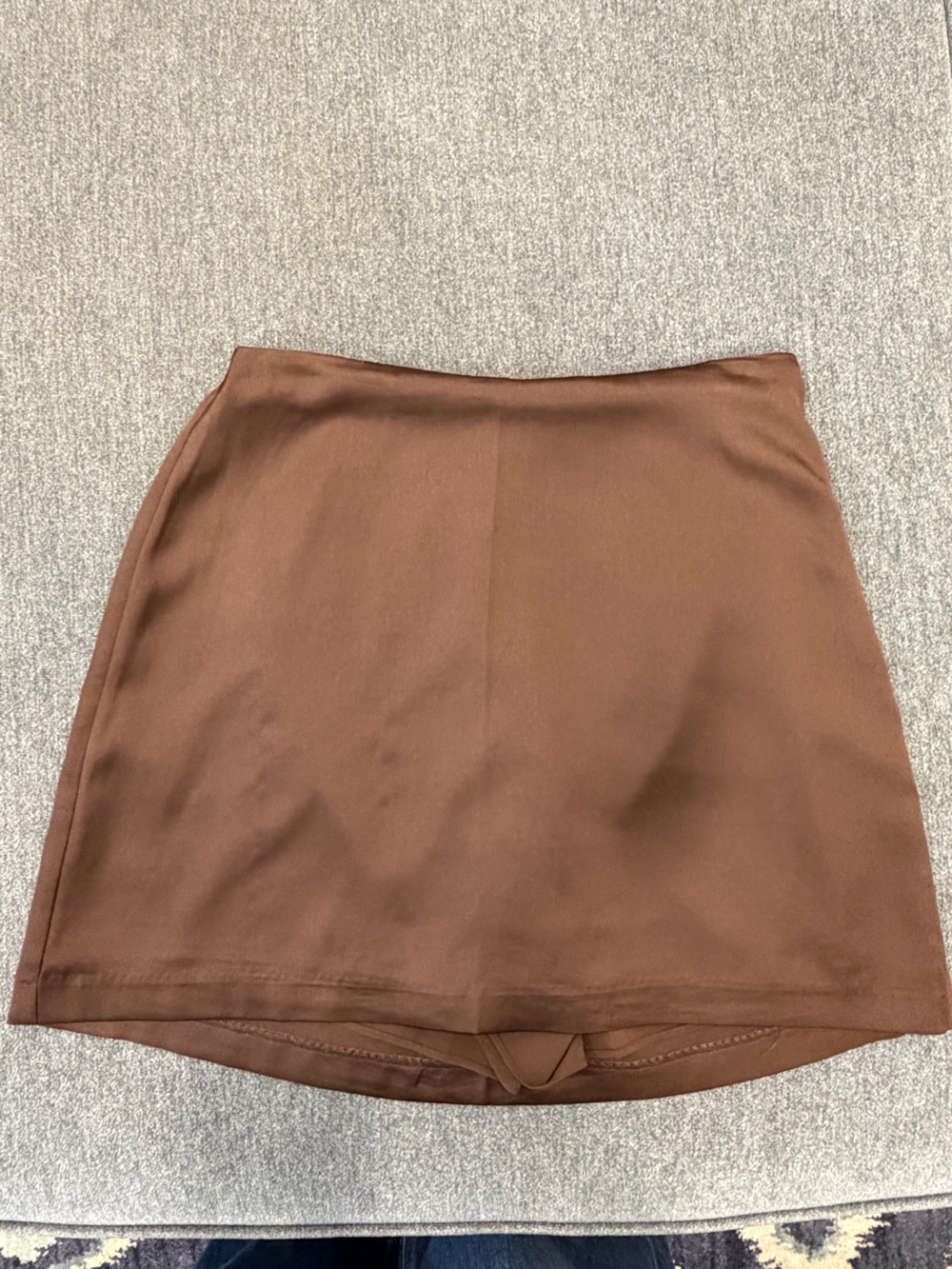 abercrombie satin chocolate brown mini skort
